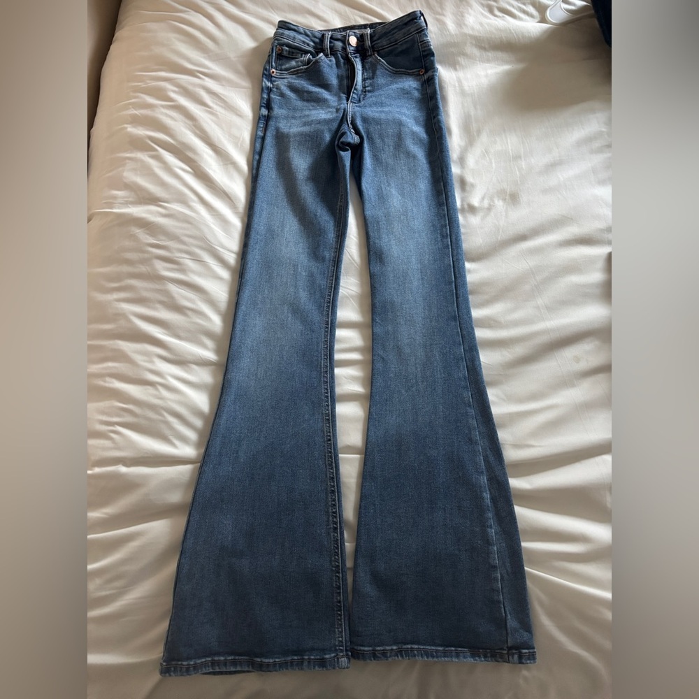 High-Waisted Light Blue Flare Jeans